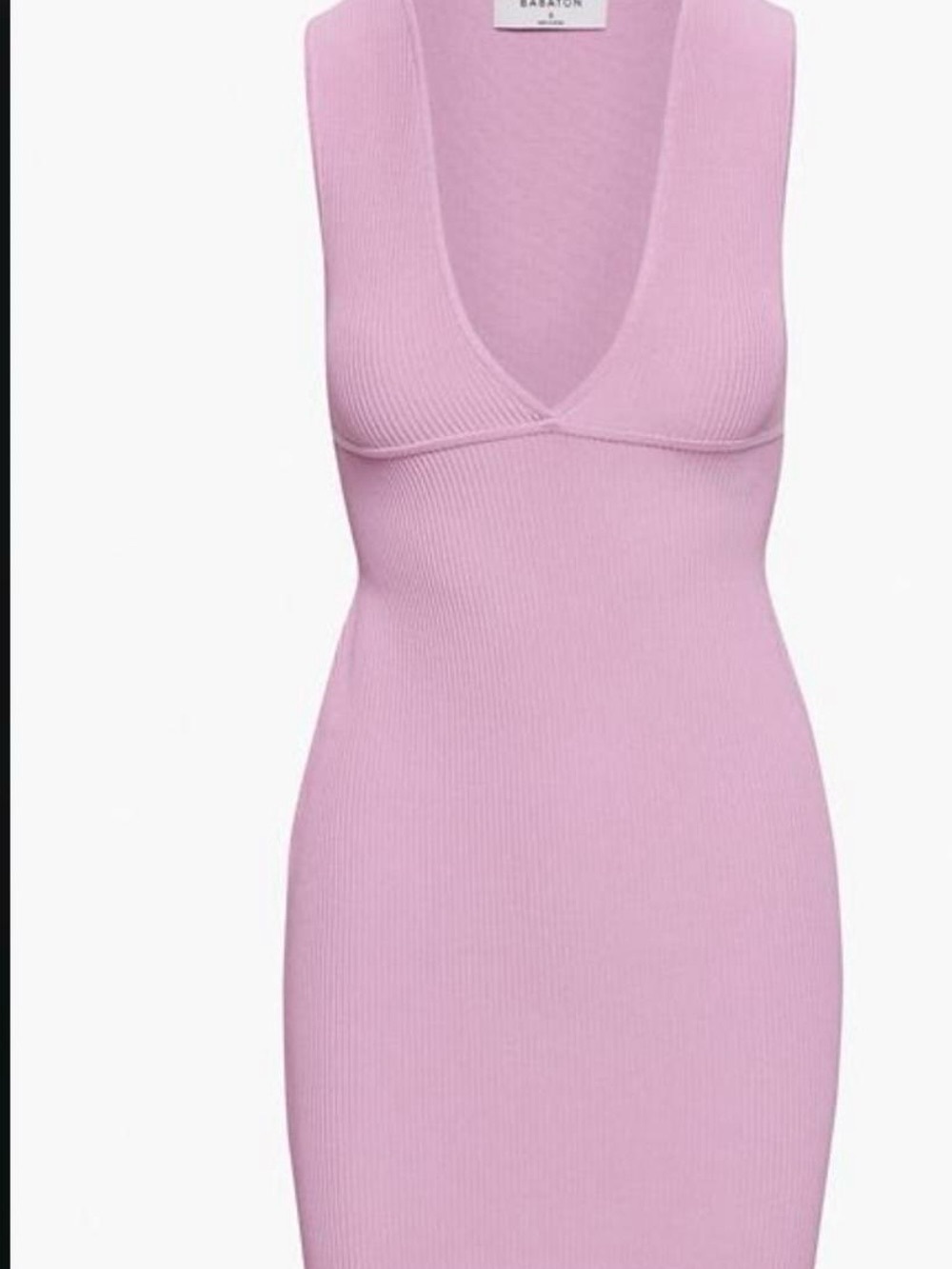 Aritzia/ Babaton Ribbed V-Neck Tank Dress - Pink Lilac